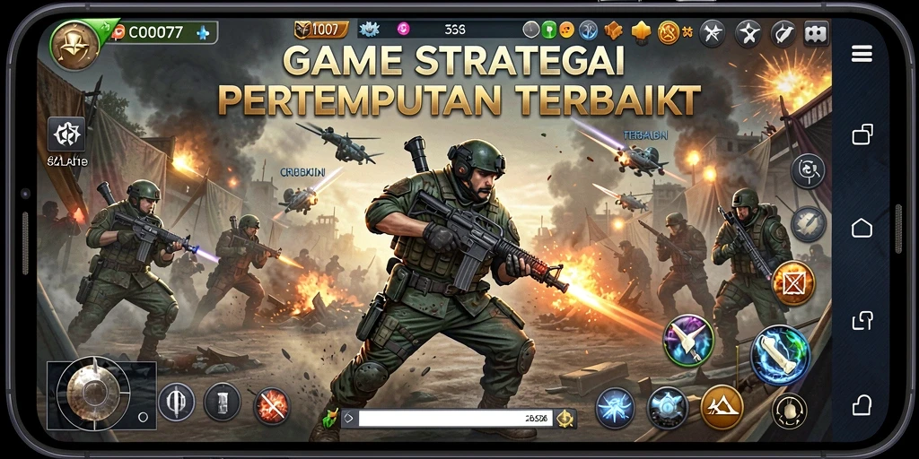 Screenshot gameplay C0077 menampilkan aksi pertempuran yang intens.