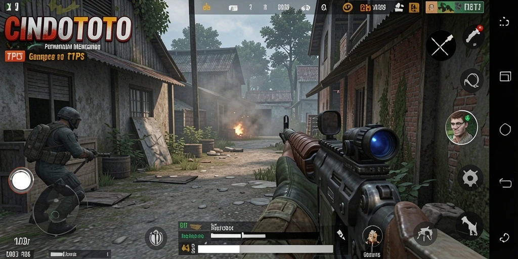 Gameplay CINDOTOTO dengan aksi tembak-menembak yang seru.