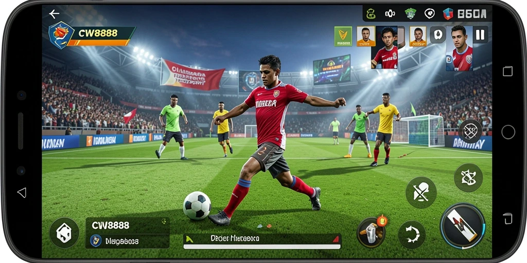 Tangkapan layar gameplay CW8888 dengan aksi olahraga seru.