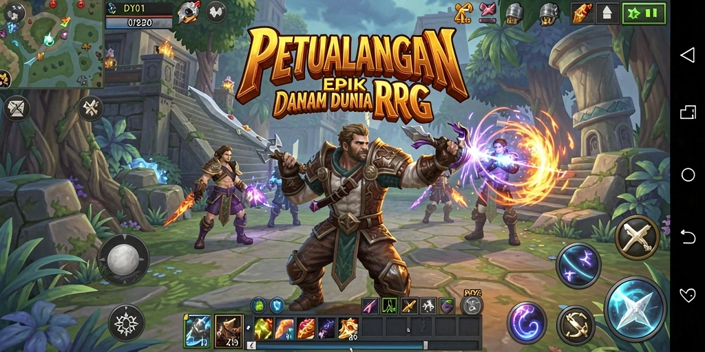 Tangkapan layar DY01 menunjukkan pertempuran seru dalam dunia RPG.