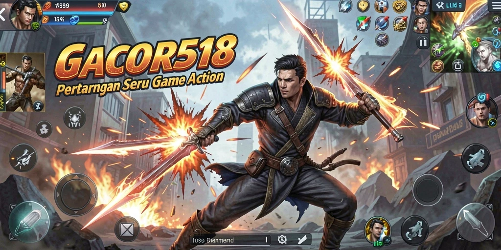 Screenshot GACOR518 menunjukkan pertarungan seru di arena action.
