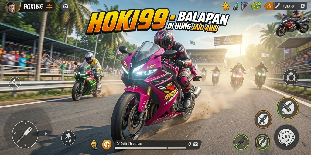 Screenshot HOKI99 menampilkan aksi balapan motor yang mendebarkan.
