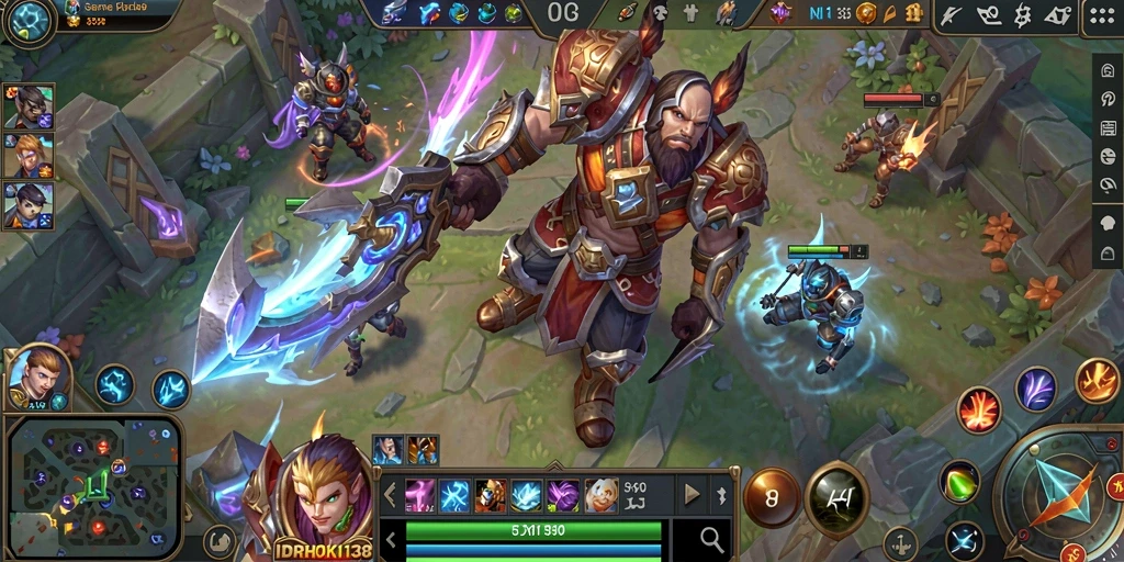 Tampilan menawan dari gameplay MOBA di IDRHOKI138.