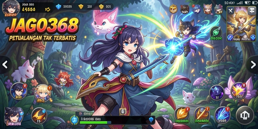 Tampilan gameplay seru dalam JAGO368 dengan karakter Anime favorit.