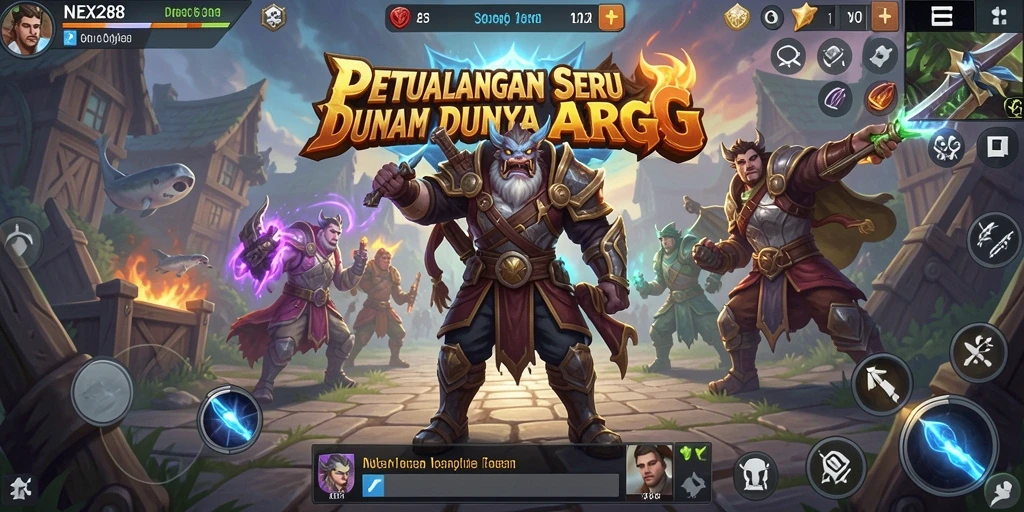 Screenshot gameplay NEX288 menampilkan aksi pertempuran yang epik.