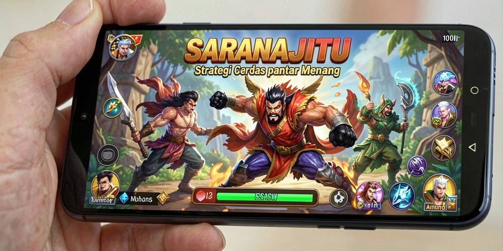 Tampilan gameplay menarik dalam SARANAJITU yang penuh strategi.