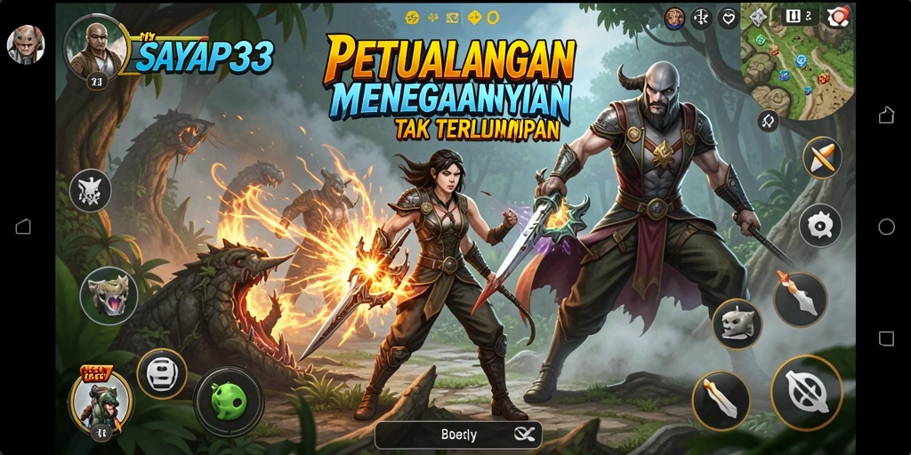 Tangkapan layar menampilkan aksi mendebarkan dalam SAYAP33.