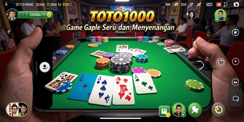Screenshot gameplay seru dari TOTO1000 yang menampilkan keseruan bermain Gaple.